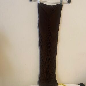 Ruched Maxi dress in Dark Brown